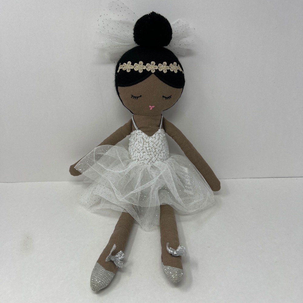 Hobby Lobby Ballerina Plush Doll 17 Inch White Silver Sequin Ballet Toy